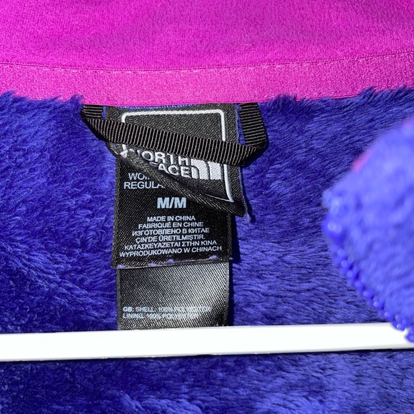 The North Face Purple (with Pink Accents) zip up fleece jacket, size medium - Picture 2 of 4